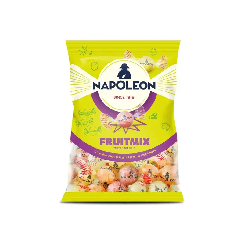 Napoleon Fruit Mix Fruity Hard Candies - Pineapple, Cherry, Lemon, & Orange Vegan Sour Candy with No Artificial Colors or Flavors Dye Free