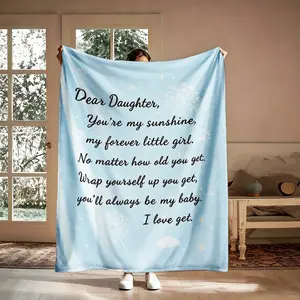 Dear Daughter Dandelion Pattern Blanket, 1 Count Soft Warm Flannel Throw Blanket, Cozy Nap Blanket for Daughter Gift