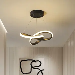 Modern LED Pandent Light, Hard Wiring Creative Clover Line Design, Gold 30cm Three-Color Light, Wall-Mounted Ceiling Spot for Hallway Entry Study Room Bedroom Dining Room, Modern Mood Lighting