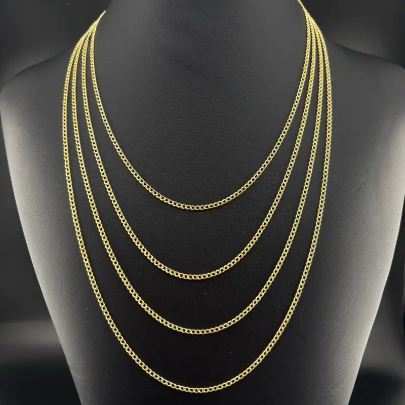 10k Gold Cuban Hollow Chain, 2.0mm Thick, 16-22 Inches Length