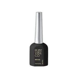 [RUBY VIBE CO] Soak-Off Base Gel High-Adhesion Rubber Base Coat Nail Strengthening HEMA-Free 15ml UV LED Cured