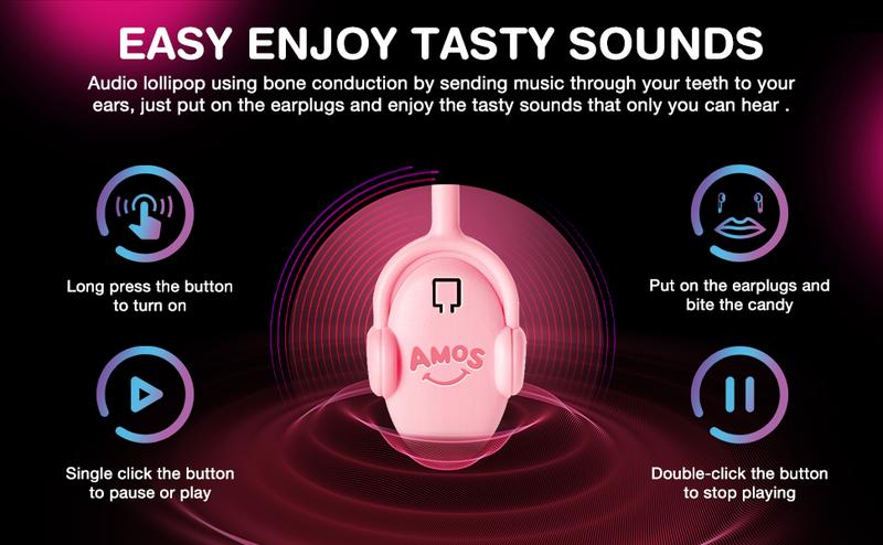 Amos TastySounds Music Lollipops Sugar-Free Audio Candies with Bone Conduction Tech Strawberry Blueberry Watermelon Snack Perfect Party Favor Amos TastySounds Music Lollipops Sugar-Free Audio Candies with Bone Conduction Tech Strawberry Blueberry Watermelon Snack Perfect Party Favor