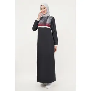 Chic Contrast Midnight Black Jilbab