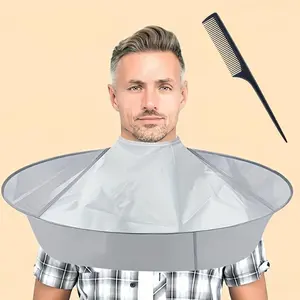Hair Cloak Cape, Adjustable Haircut Cape Umbrella, Foldable Hairdressing Umbrella Cape with Comb, for Salon and Home Use, Heatless