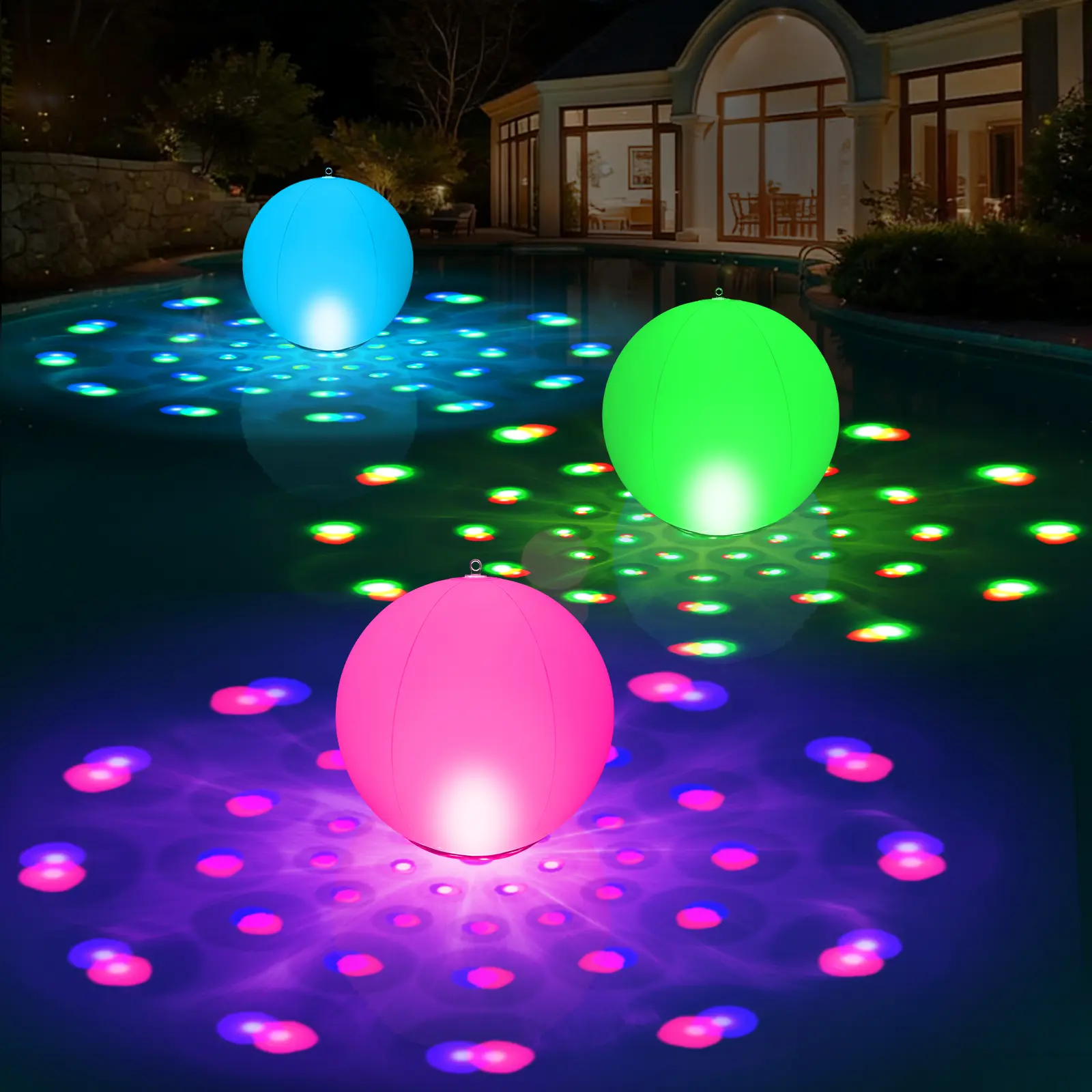 2026 Floating Pool Lights Solar Powered,15" Inflatable Waterproof Pool Led Glow Balls,Solar Pool Lights That Float,Color Changing Floating Light Up Ball for Pool Gifts for Pool Outdoor Decor-1 pack tiktokshopspringglowup SummerVibes，Decorative Lighting