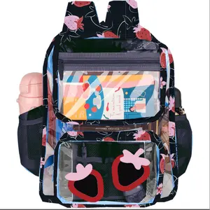 DAKIMOE Clear Backpack Heavy Duty Stadium Approved School Cute Transparent Backpacks Clear Bag Travel