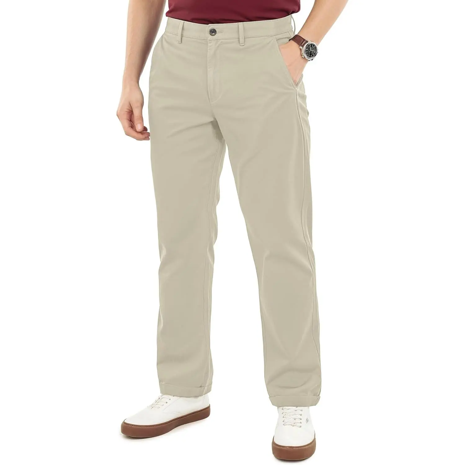 NY Threads Mens Chino Pants Regular Fit Cotton Stretch 4 Pocket Casual Pants