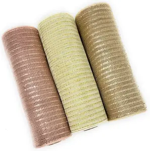 Rose Gold, Ivory and Champagne Gold 10" Decorative Metallic Deco Mesh Ribbon Rolls