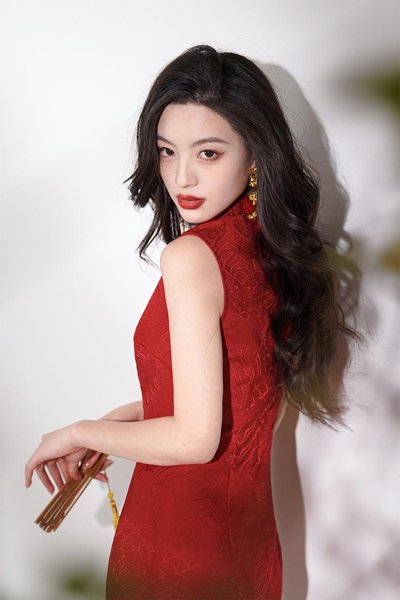 Chinese Red Simple Temperament Dress