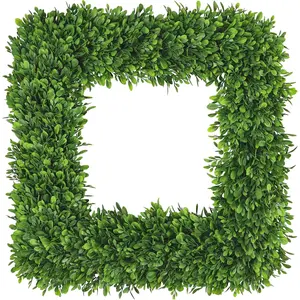 20Inch Boxwood Wreath, Spring Wreaths for Front Door, Realistic Green Square Boxwood Wreath for Year-Round Decor, Artificial Summer Wreaths for Wedding Farmhouse Indoor/Outdoor Porch Decor