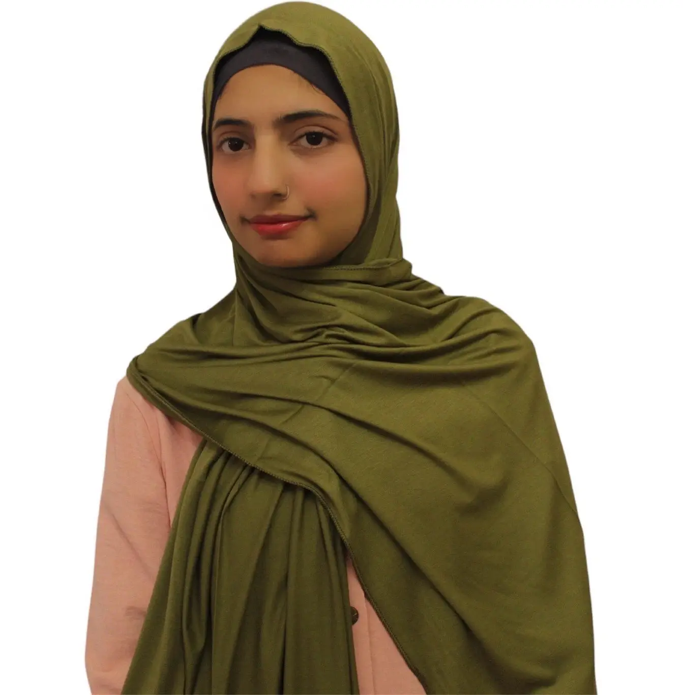 Rayon Cotton Jersey Scarf | Olive Green