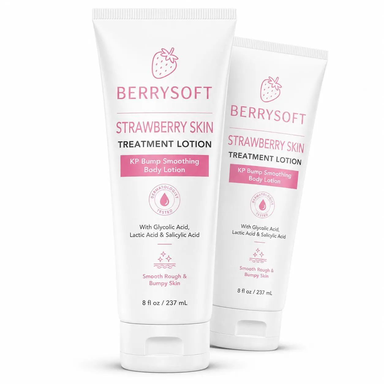 Strawberry Skin Treatment Lotion, KP Bump Smoothing Body Lotion with Glycolic Acid, Lactic Acid & Salicylic Acid, Exfoliating Lotion for Rough & Bumpy Skin, Strawberry Legs Care