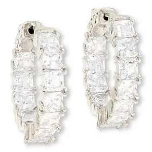 Radiance by Absolute™ Princess-Cut Inside/Outside Hoop Earrings