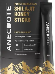 ANECDOTE Himalayan Shilajit Honey Sticks with Organic Honey & Saffron | Boosts Stamina | Supports Immunity | 75% Fulvic Acid, 85+ Trace Minerals | No Added Sugar | 30 Sticks