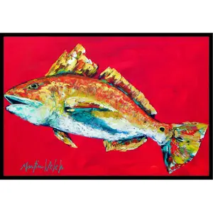 Carolines Treasures  24 x 36 in. Fish - Red Fish Woo Hoo Indoor Or Outdoor Doormat