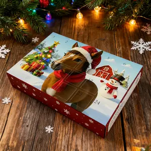 Horse Christmas Advent Calendar - 24 Days of Equestrian Surprises with Keychains, Bracelets, Pins & Stickers, A Wonderful Christmas Gift for Horse-Loving Family and Friends, Themed Gift Box