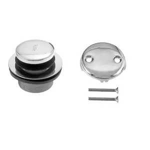 212 MAIN Westbrass Tip Toe Trim Set - Polished Chrome, Coarse Thread Strainer, Cover, Plunger, Bath Metal Component with Overflow Drain, Brass Screws, Drain Control