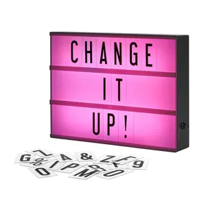 Light Box Letter Board - 12x9-Inch Up Signs with 100 Letters  Numbers and Symbols Neon Sign White LED RGB Color Freeze Mode for Home Decor