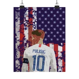 United Football Captain Poster – USA Flag Aesthetic Soccer Art, Number 10 Legend Decor TM
