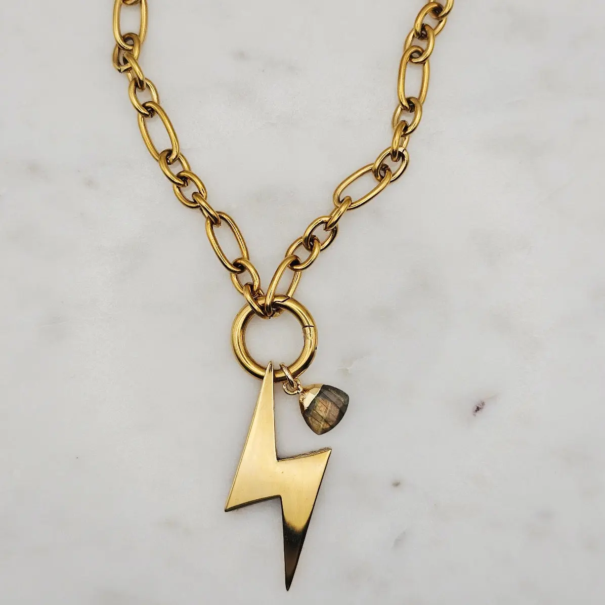 Chunky Bolt Necklace - Chunky Bolt Design, Adjustable Length, Versatile Chain, Durable and Stylish Accessory