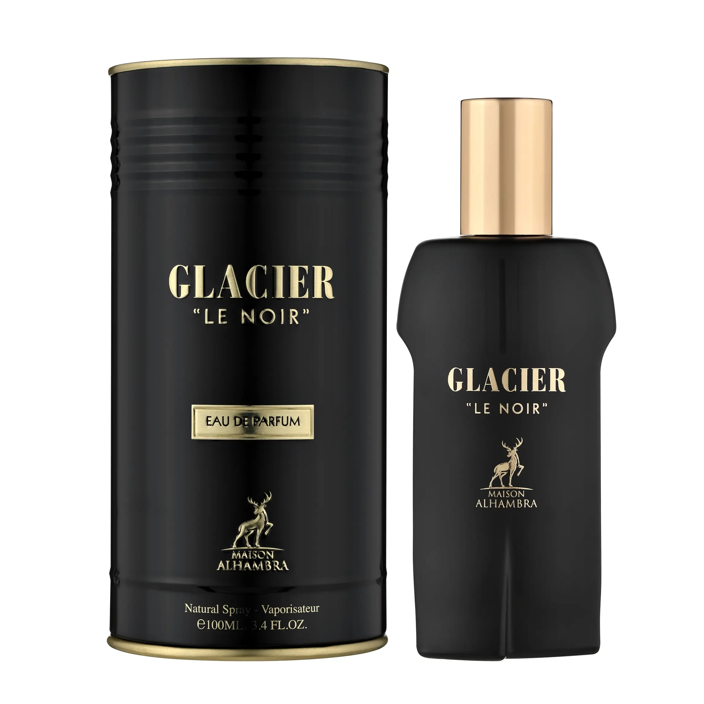 Maison Alhambra Glacier Le Noir for Men Eau De Parfum Spray, 3.4 Ounce