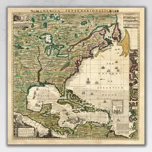 HomeRoots 391948 12 x 12 in. Vintage 1773 Map of British Empire in North America Multi Color Wall Art