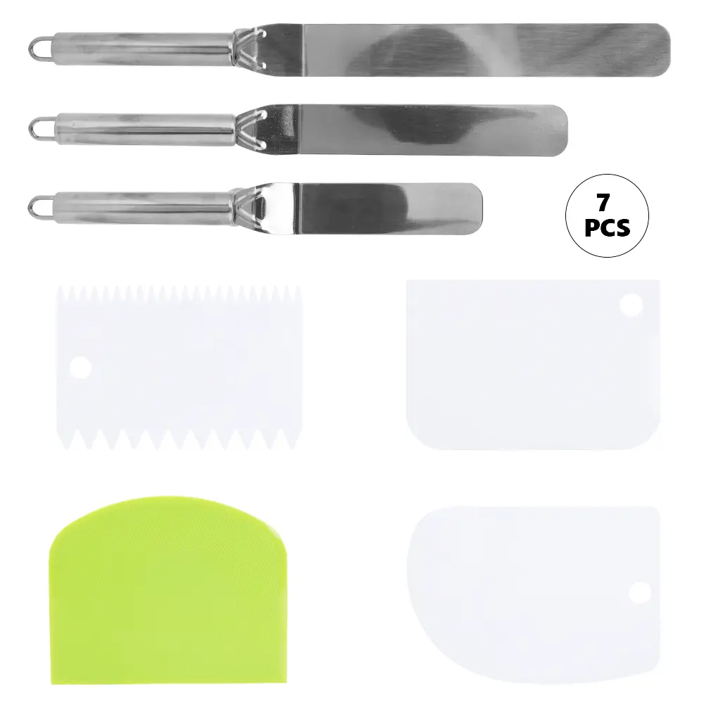 3 pack Stainless Steel Icing Spatulas Cake Smoother Scraper Baking Supplies Smoother Scrapers Baking Accessories Tools for Cake