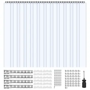 Clear PVC Strip Curtain, 96 In Height, 84 In Width, 0.08 In Thickness, 14-Piece Walk-In Freezer Curtain Strips, Smooth Waterproof Plastic Door Strips for Warehouse, Cold Storage, Freezer Rooms, Garage Doors