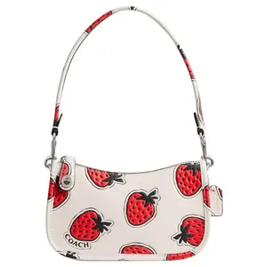 COACH Swinger 20 Strawberry Print Top-Zip Glove-Tanned Leather Shoulder Bag for Women