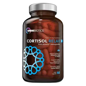 OmniBiotics Natural Cortisol Support – 8-in-1 Stress Relief & Adrenal Support – Ashwagandha, L-Theanine & Rhodiola – For Better Sleep, Calm Energy & Focus – 60 Vegan Capsules