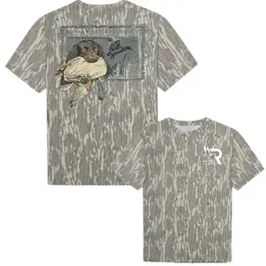 Roost Waterfowl Boykin Stamp Camo Shirt - Mossy Oak Washed Out Camo Tee – Original Hunting Style Tee for Men, Mossy Oak Shirt, 3D Camo Style T-Shirt, Gift For Men