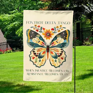 Subtle Anti-Tr^mp Garden Flag Fdt Yard Flag Democrat Feminist Banner When Injustice Becomes Law Resistance Becomes Duty Decor Ngpm08