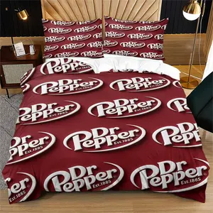 Creative Design Pepper Text Print Bedding Set, Perfect for Boys Girls Young Adults Modern Bedroom Decor, Includes 1 Fitted Sheet & 1-2 Pillowcases