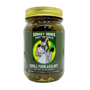 Grill Your Ass Off Donkey Dongs Bread and Butter Pickles - 16oz Sweet & Tangy Pickles - Classic Texas Style Snack
