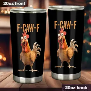 Funny Screaming Chicken Tumbler 20oz 30oz, Meme F-Caw-F Stainless Steel Coffee Mug, Humor Gifts for Coworkers, Sarcastic Halloween Christmas Gift