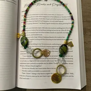 Handmade Beaded Bookmark with multicolor beads and quote charms