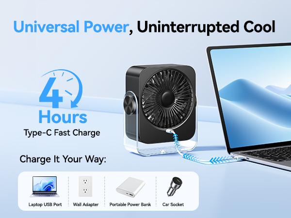 KIMMOO Desk Cooling Fan for Bedroom, 199 Speeds Turbo Airflow,, Digital Display Quiet Table Fan, 270° Rotating Small Rechargeable Battery Desktop Fans for Home Office