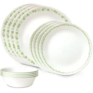 Corelle® Spring Blossom Green 12-piece Dinnerware Set, Service for 4