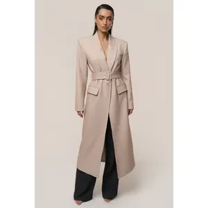 Beige Longline Tailored Coat