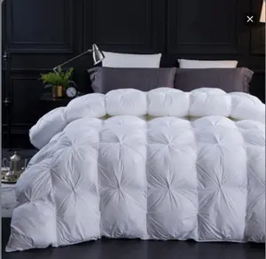 Three Geese Feather Down Pinch Pleat Comforter - 100% Cotton Fabric, All-Season Grey Duvet Insert with 8 Tabs, Warmth, Bed & Pillow, Fluffy Design duvetcover Responsibly Sourced Luxury duvetcover