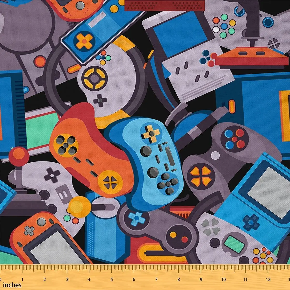 Video Game Fabric Colorful Cartoon Game Console Illustration Fabric Game Controller Decor Gamer Gift Fabric Bed Outdoor Indoor DIY Projects