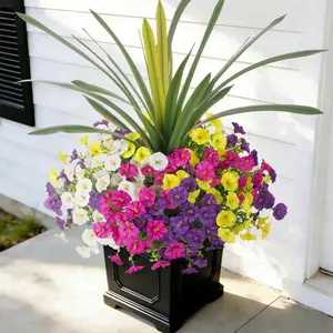 Artificial Flowers for Outdoors Fake Plants Outside, 12 Bundles Silk Morning Glory with Eucalyptus + Orchid Leaf UV Resistant Realistic Faux Flowers for Porch Planter Garden Patio (Mix Color) 2026 new