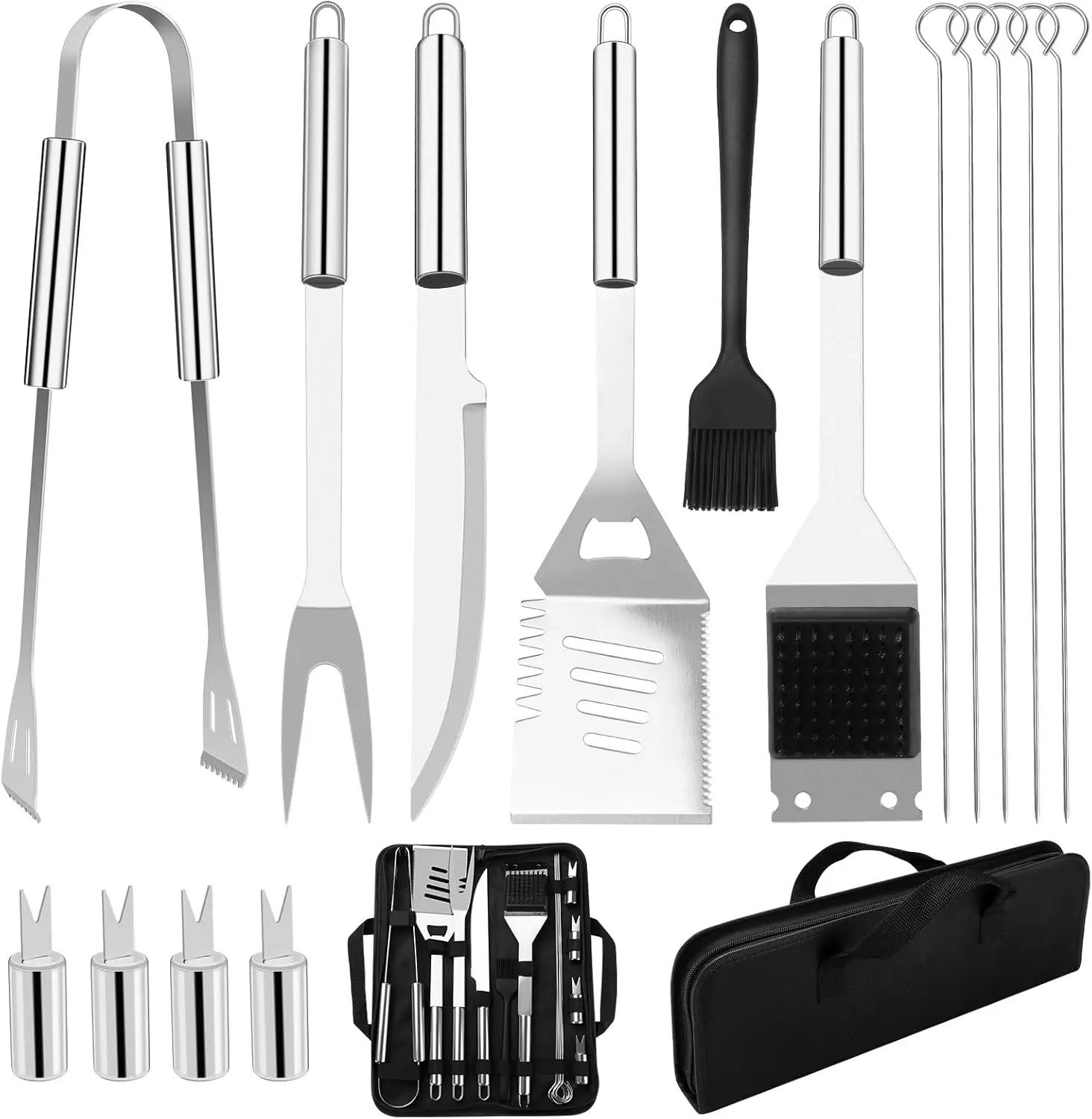 Grill Utensils Set,15 Pcs Stainless Steel BBQ Accessories Set, Portable Professional Grill Tool, Perfect Grill Kit Gift for Outdoor with Bag RUINENGDA