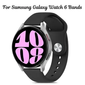 For Samsung Galaxy Watch 6 Bands – 40/44mm & 6 Classic 43/47mm, 20mm Soft Silicone Sport Replacement Strap for Women & Men (Watch Not Included)