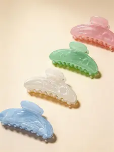 4pcs Large Acetate Hair Claw Clips for Women, French Style Non-Slip Teeth, Strong Hold for Updos & Ponytails, Thick Hair Accessories