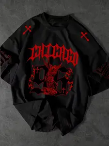 Men's Casual Sporty Short Sleeve Shirt, Number 96 & Cross Print, Comfortable Round Neck T-Shirt for Outdoor Gym Streetwear, Athletic Fashion Activewear, Athletic Shirt