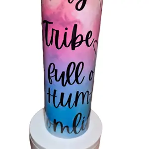 Tiny Humans 20 oz Stainless Steel Tumbler with Lid, Straw, and Straw Cleaner - "My Tribe is Full of Tiny Humans" Design - Drinkware, Bottle