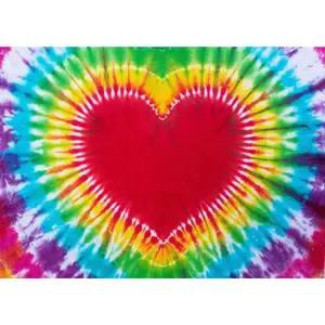 7x5ft Fabric Tie Dye Party Backdrop Watercolor Rainbow Heart Love LGBT Background Colorful Tie Dye Theme Birthday Party Decorations Backdrop 60s 70s Hippie Supplies Studio Photo Booth Props