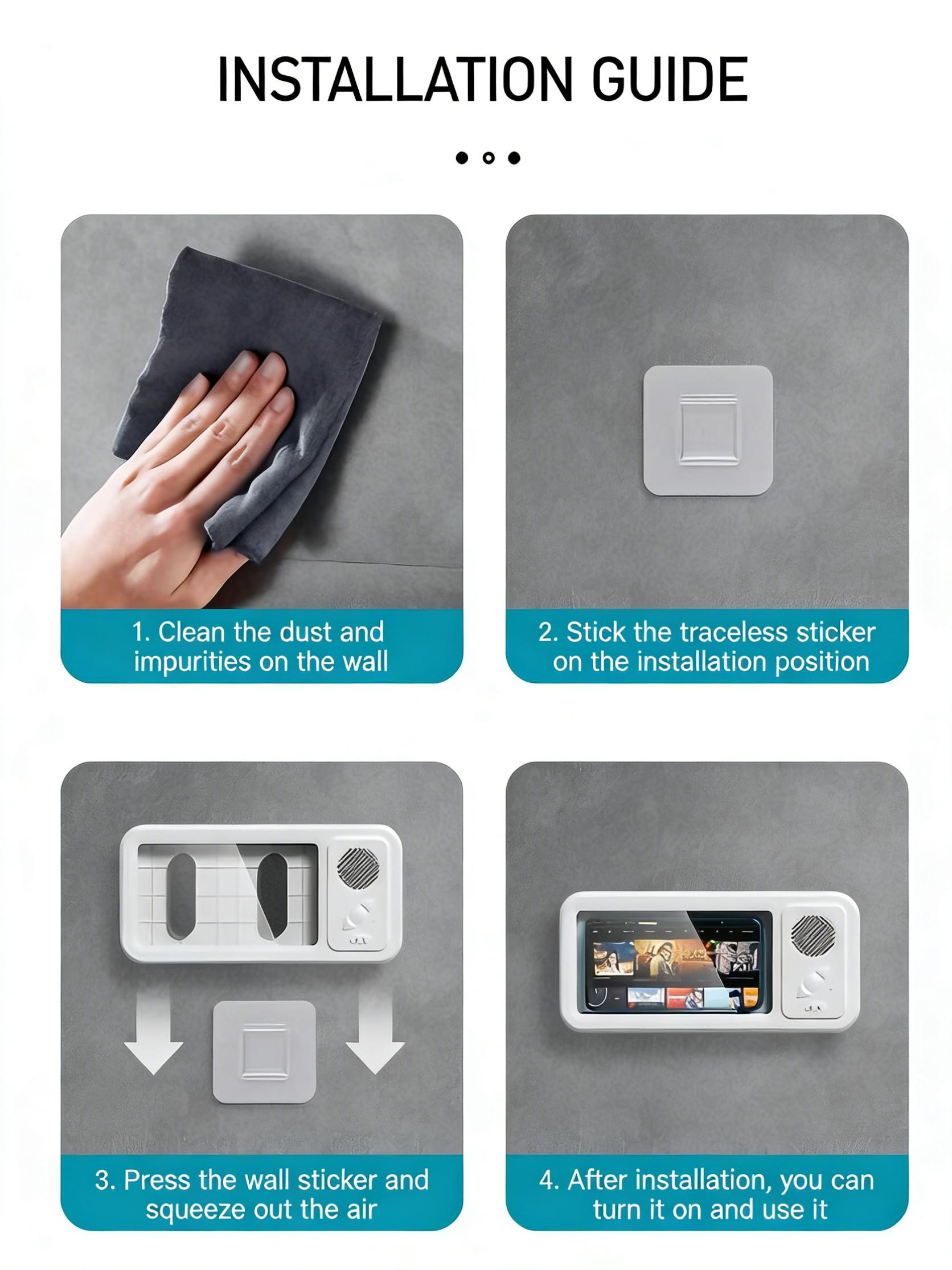 Shower Phone Holder with Bluetooth Speakerfor Bathroom, Kitchen, Pool 360° Rotatable Waterproof Touchscreen Case