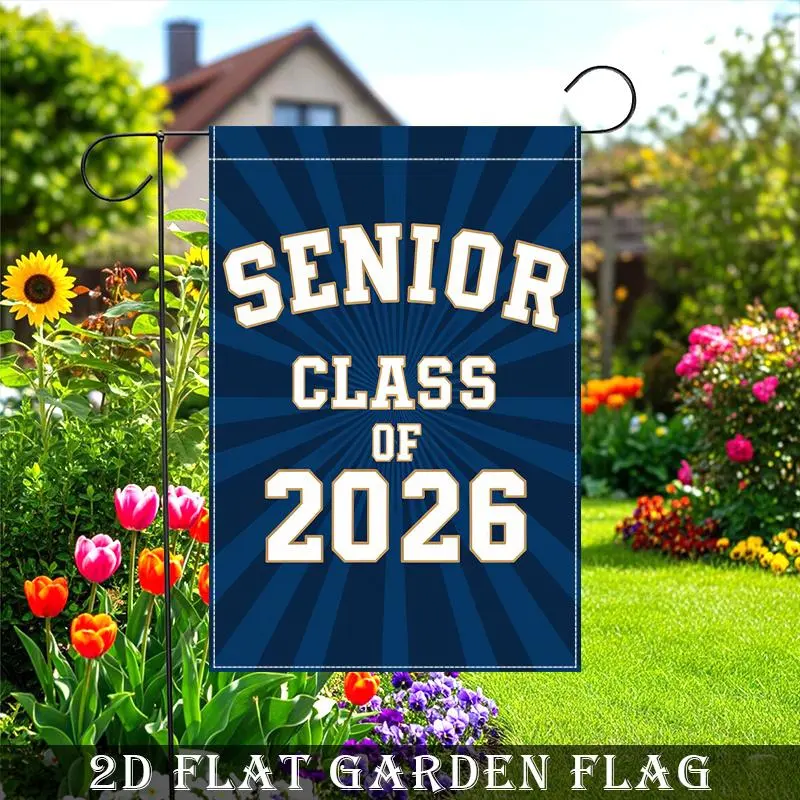 Garden Flag, Graduation Theme Bachelor's Hat Graduation Party Decoration Decoration Linen Garden Flag Banner, Perfect for Outdoor Yard Lawn Decor, Double Sided Garden Flags, Festival Courtyard Decoration Flag, No Flagpole, 12x18 Inch
